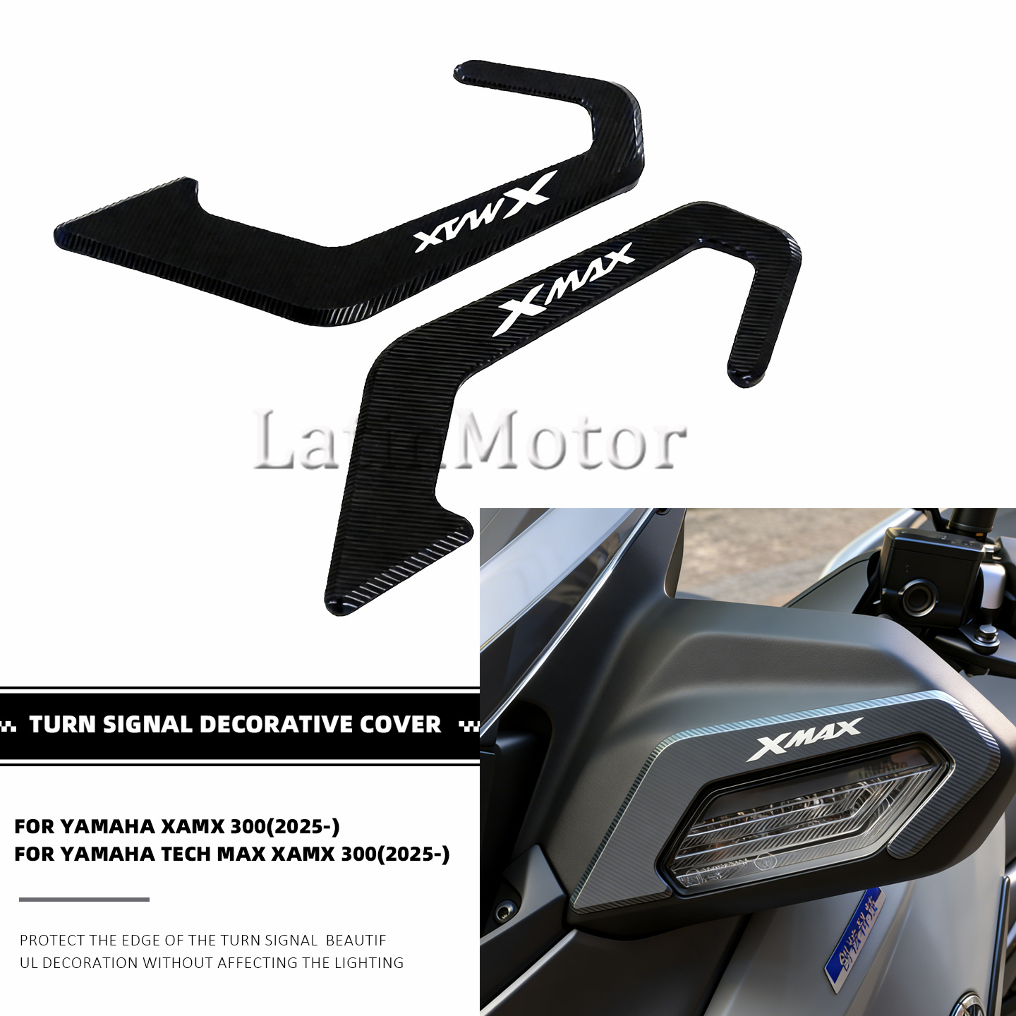 Xmax Tech Max Accessories - غطاء حماية وإطار زخرفي لمصباح الإشارة