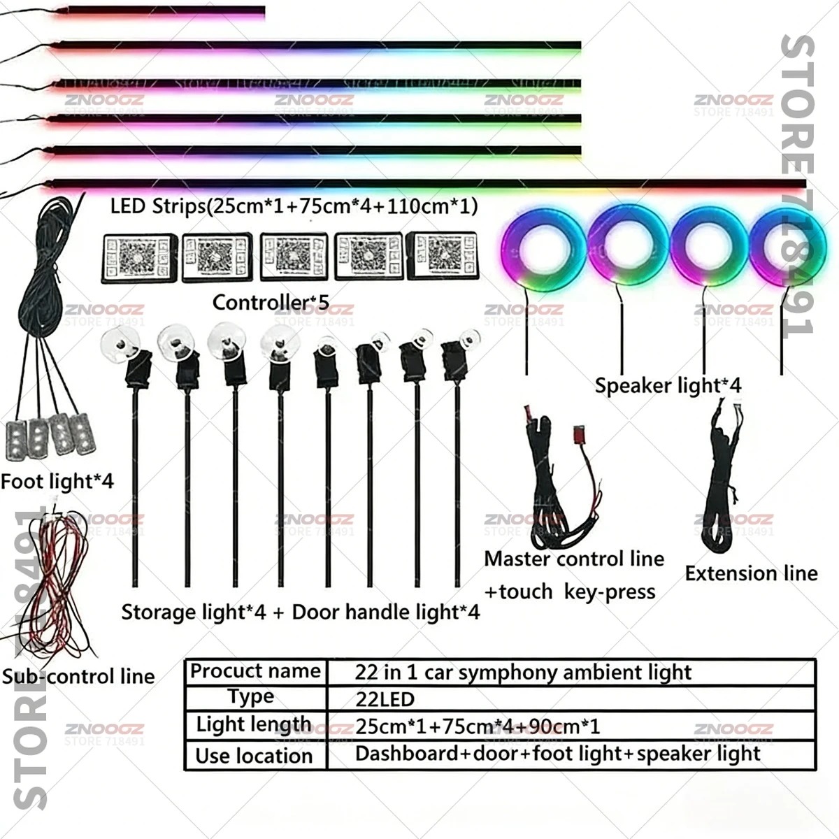 22in1 RGB سيارة الداخلية الاكر - مراجعة Tech Lighting Accessories وسعره
